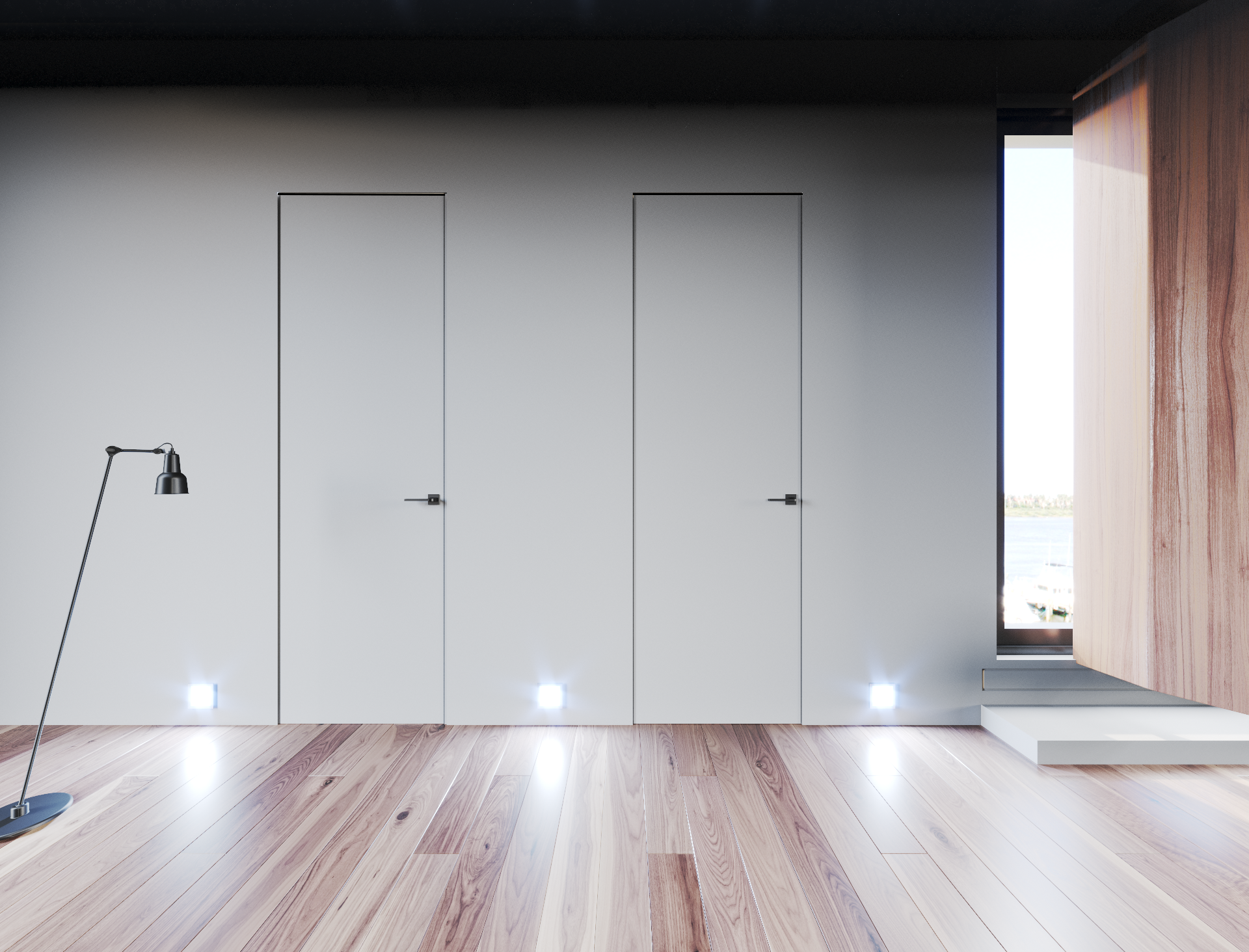 Minimal hidden doors interior visualization