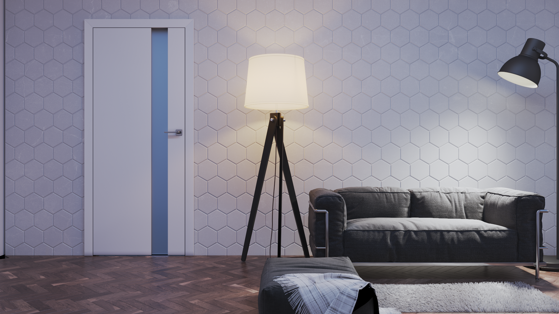 Minimal interior with hidden doors