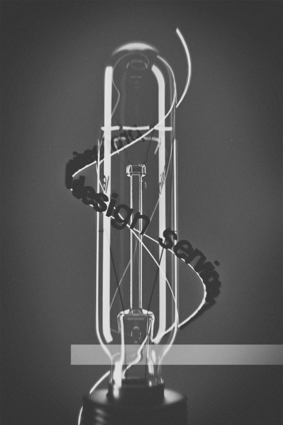 Black and white light bulb experimental graphic