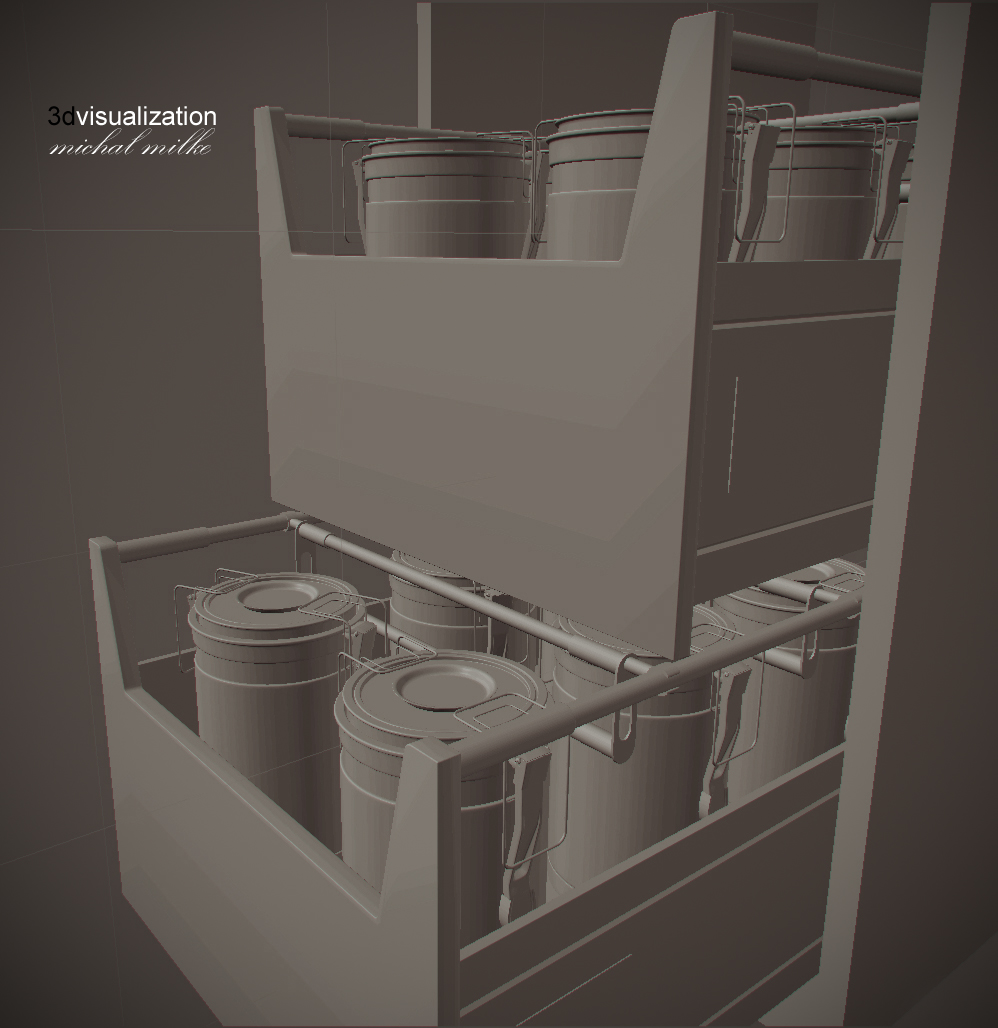 Clay render of storage product model